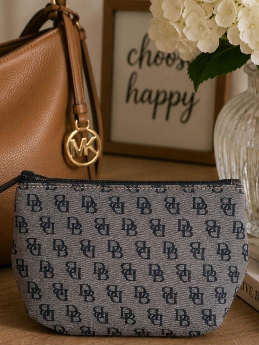 Dooney & Bourke Brown Canvas Small Cosmetic Pouch